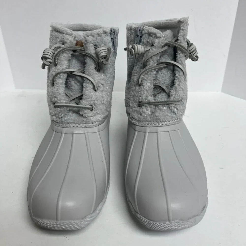 Sperry Womens Saltwater Sherpa Boot Grey Size 9 M